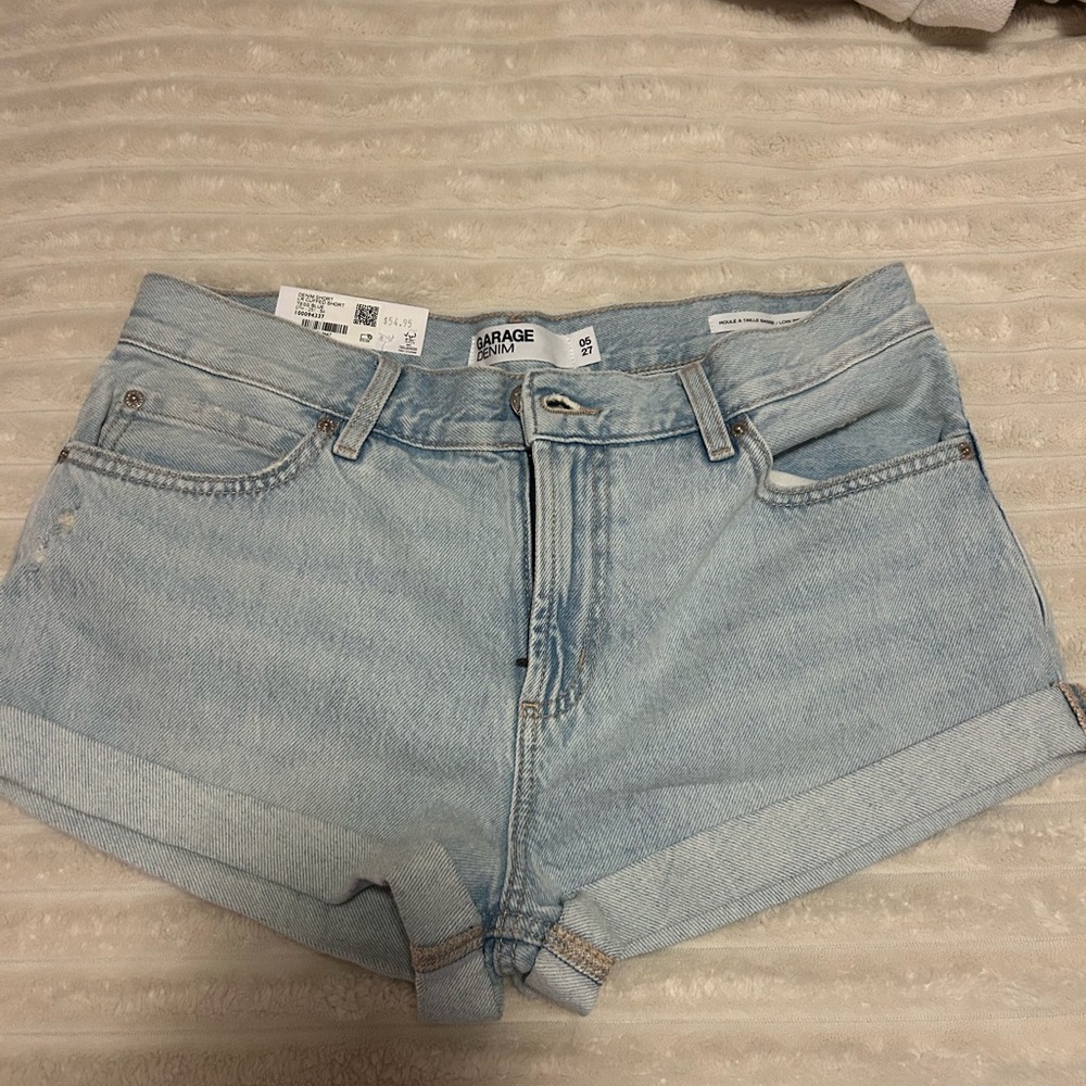 Garage Blue Jean Shorts Low Rise Relaxed Fit